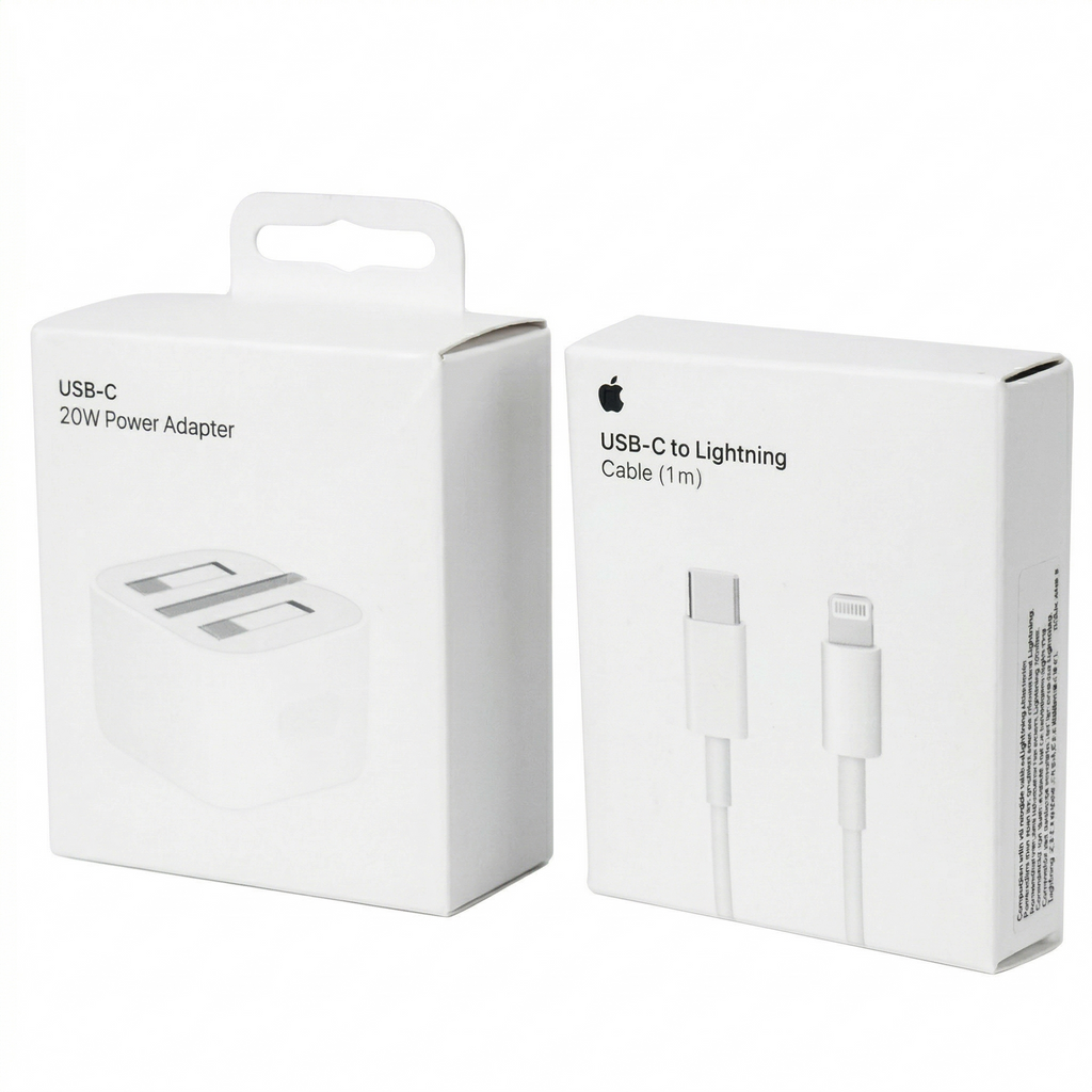 Apple 20W Fast Charger – USB-C Power Adapter with Free Cable (USB-C or Lightning)