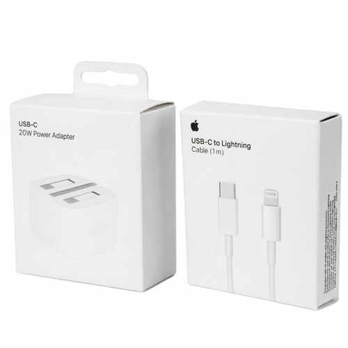Apple 20W Fast Charger – USB-C Power Adapter with Free Cable (USB-C or Lightning)