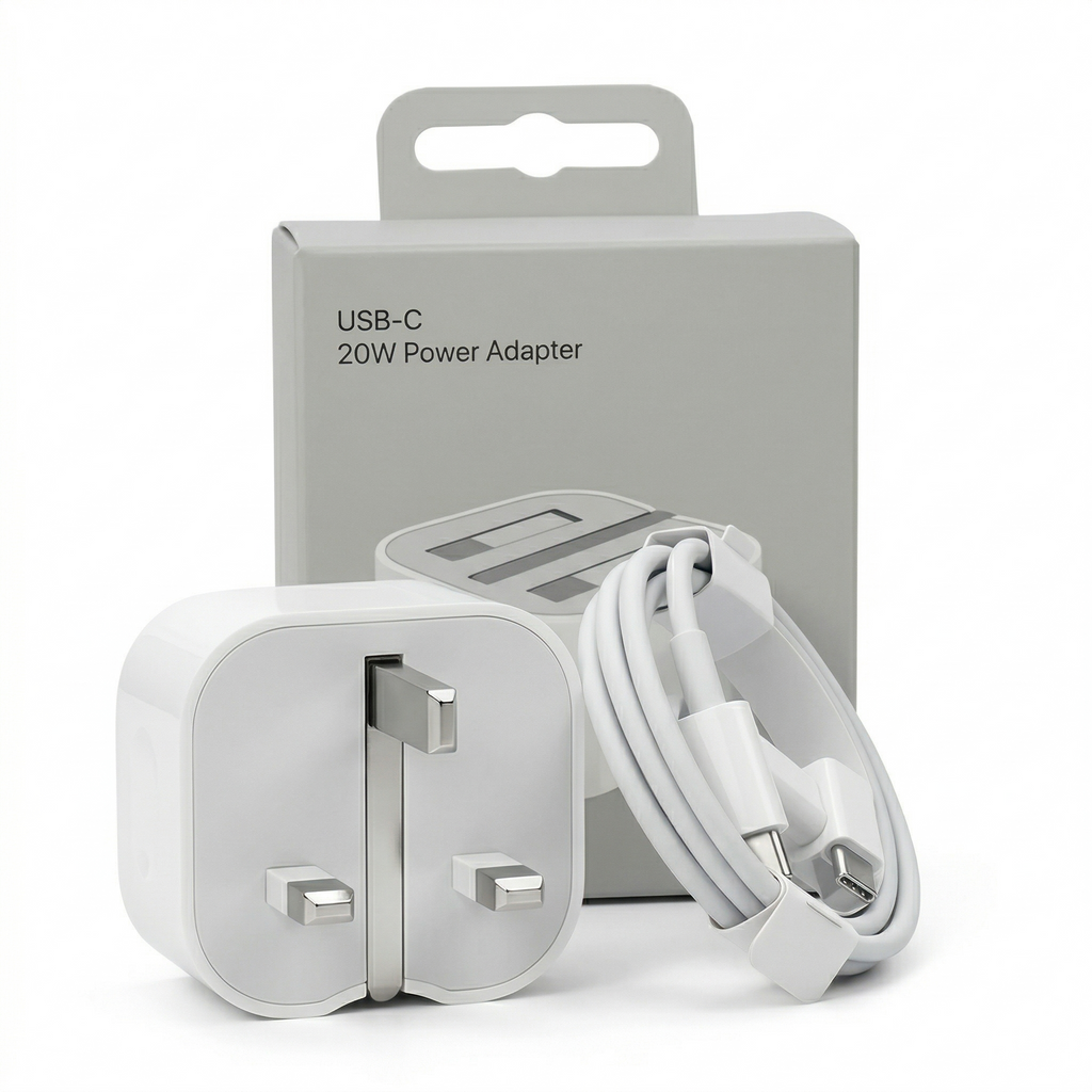 Apple 20W Fast Charger – USB-C Power Adapter with Free Cable (USB-C or Lightning)