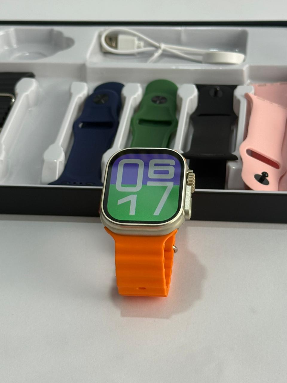 Smart Watch Series 10 / 11 / Ultra 2 – 7+1 Strap Deal with Wireless Charging Cable Included